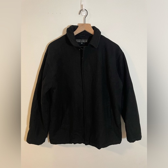 Perry Ellis Portfolio 100% Wool Mens Coat Jacket Size Med Black Quilted Lining - Picture 1 of 11